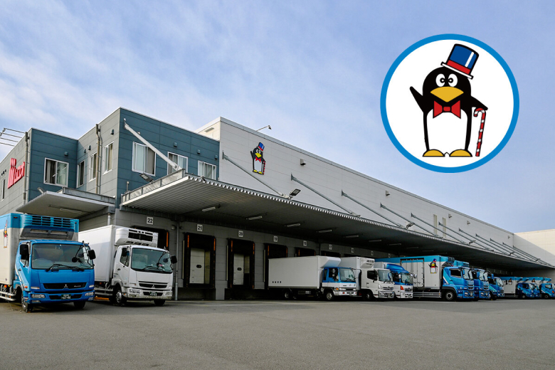 冷食の店舗別仕分けライン。標準コンベヤで大きな成果。